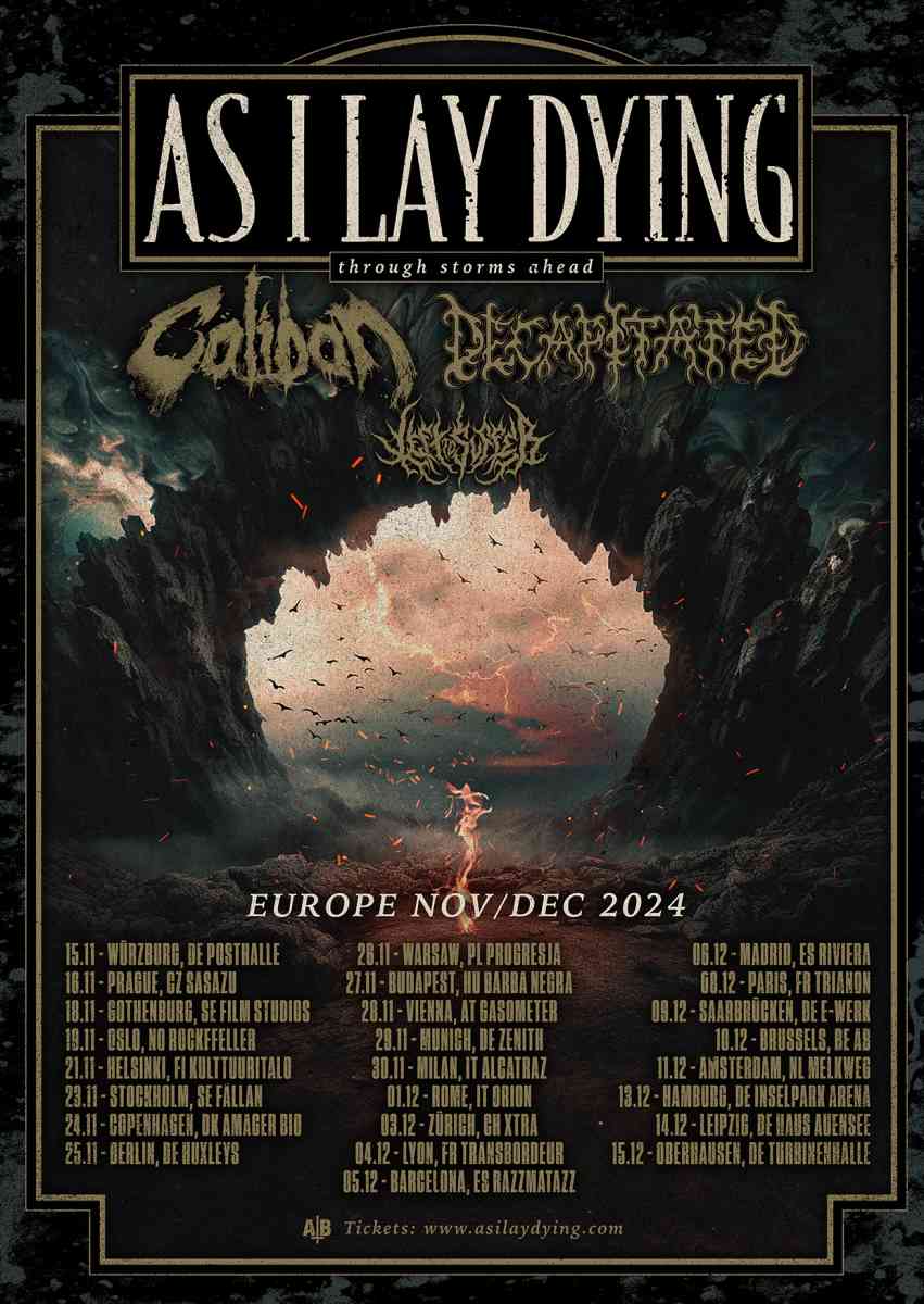 AS I LAY DYING - THROUGH STORMS AHEAD EUROPE 2024 - Tour Flyer